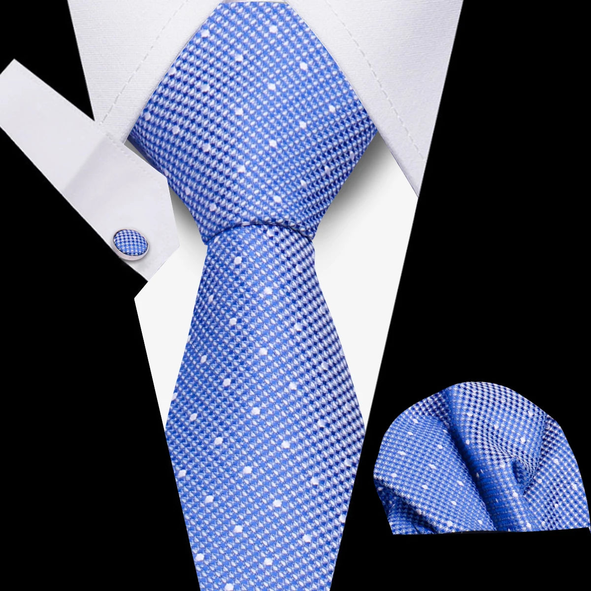 Conjunto Corbata Pañuelo Gemelos Negocios Boda Accesorio De Moda