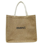 Bolso de Hombro de Lona Grande con Estampado de Letras y Diseño Novedoso