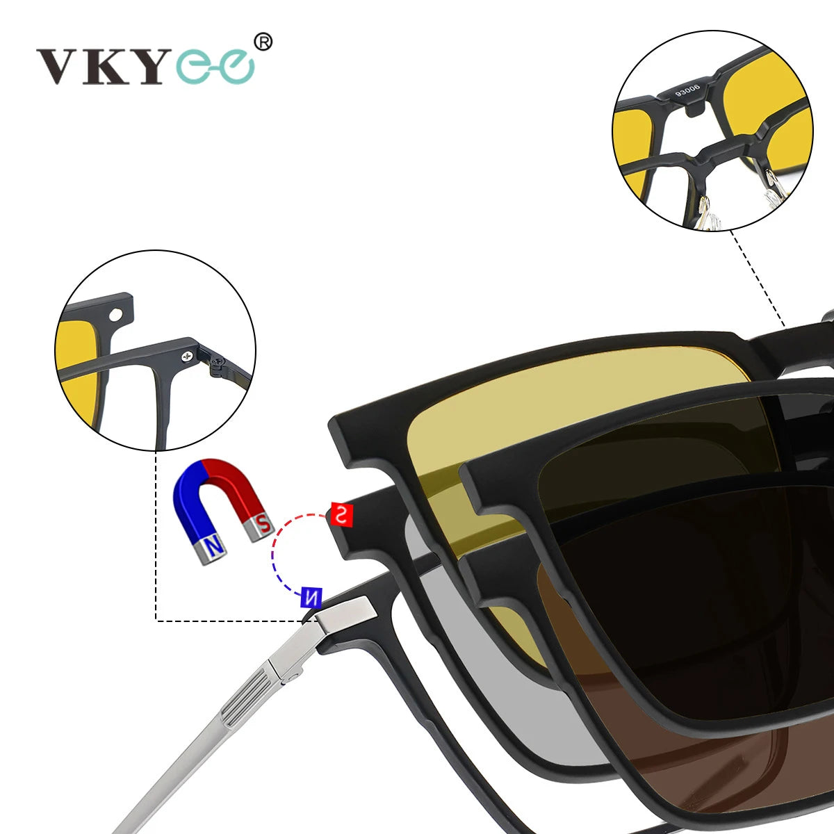 VKYEE, nuevas gafas de sol polarizadas con Clip magnético para hombres y mujeres, gafas de lectura ópticas, se pueden personalizar con prescripción F93006