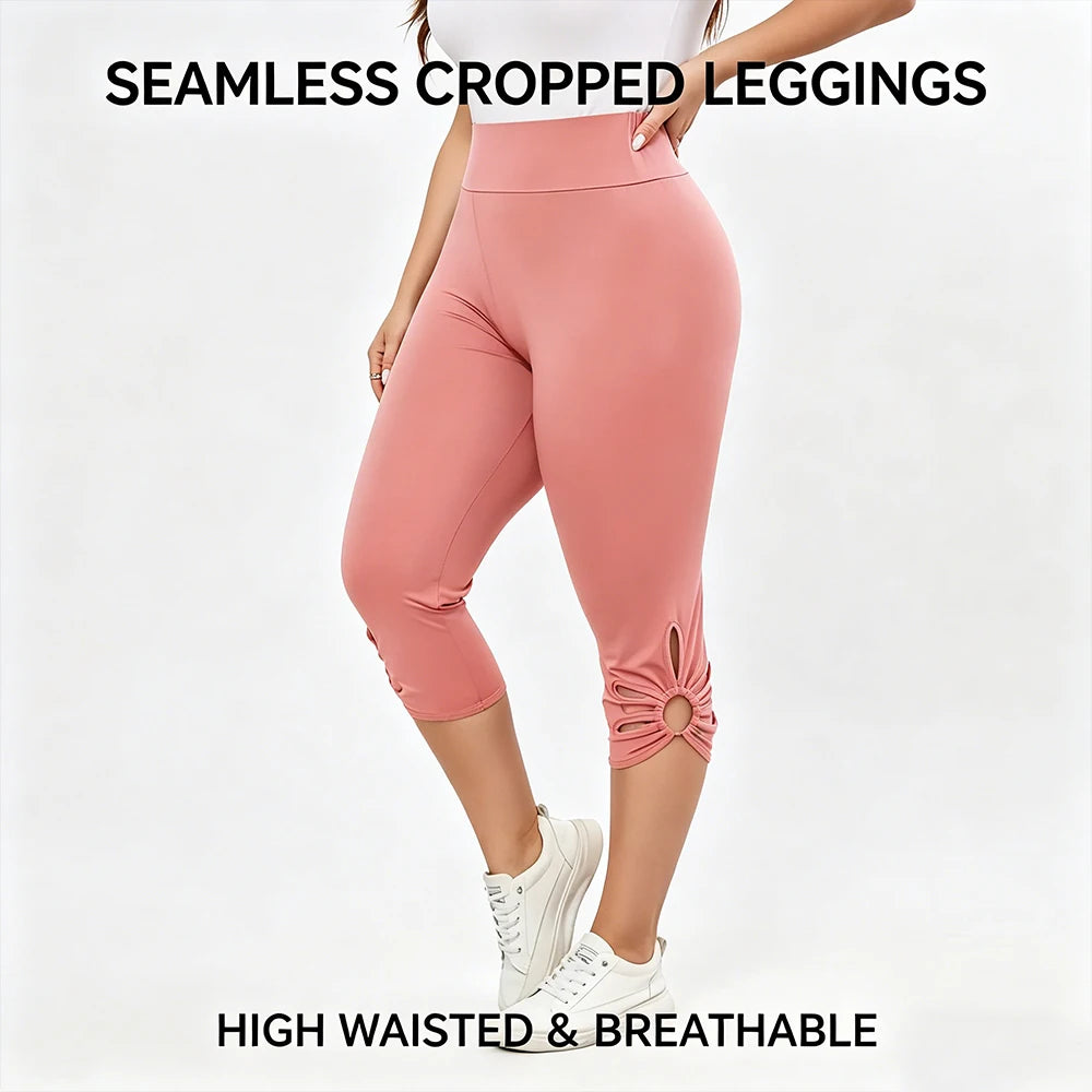Leggings Elásticos Talla Grande | Pantalones Capri Sin Costuras | Cintura Elástica para Verano | Tico Trendy