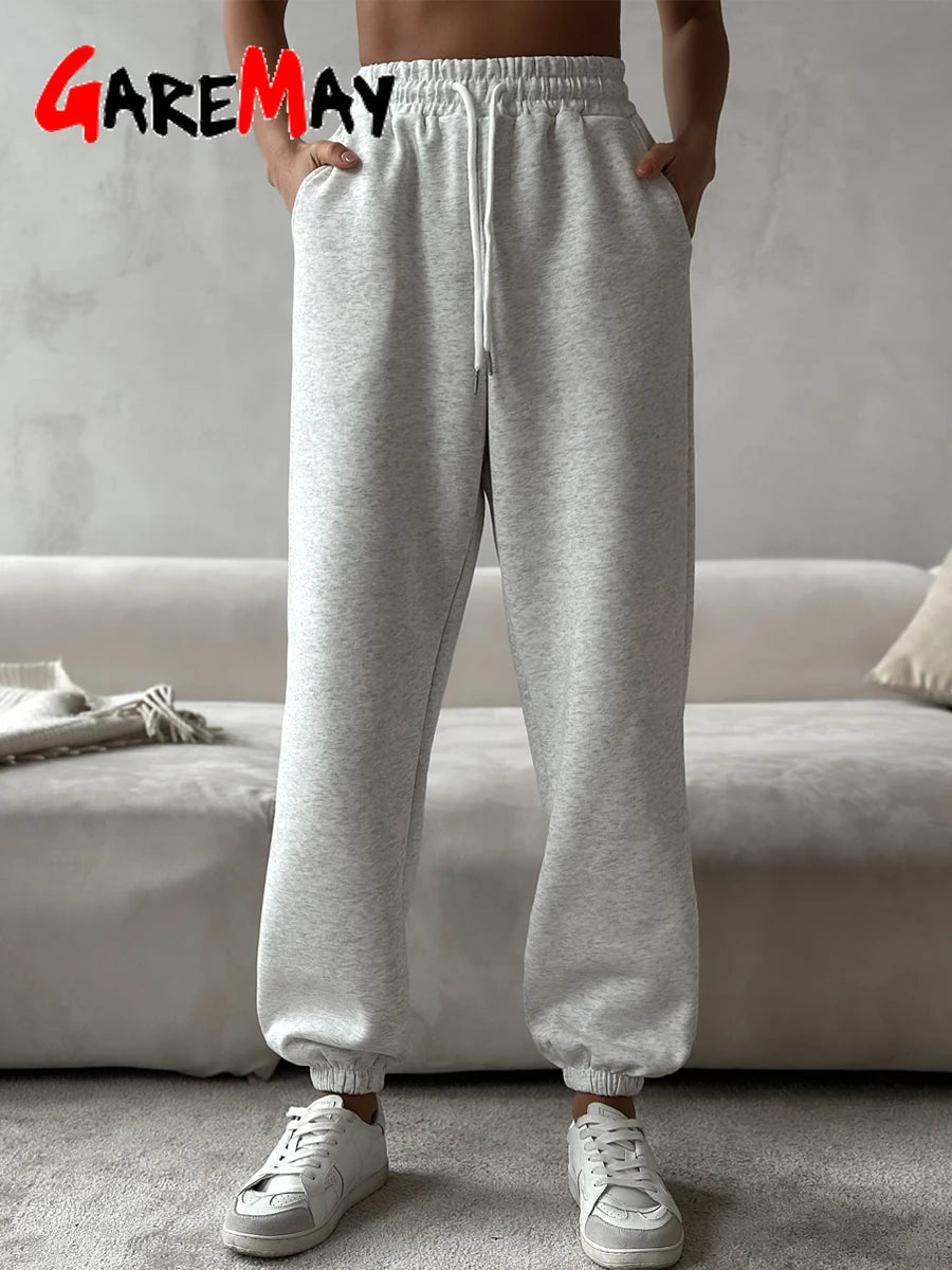 Pantalón Chándal 80% Algodón | Oversize Elástico | Cintura Alta Vintage | Gris y Blanco | Ticotrendy