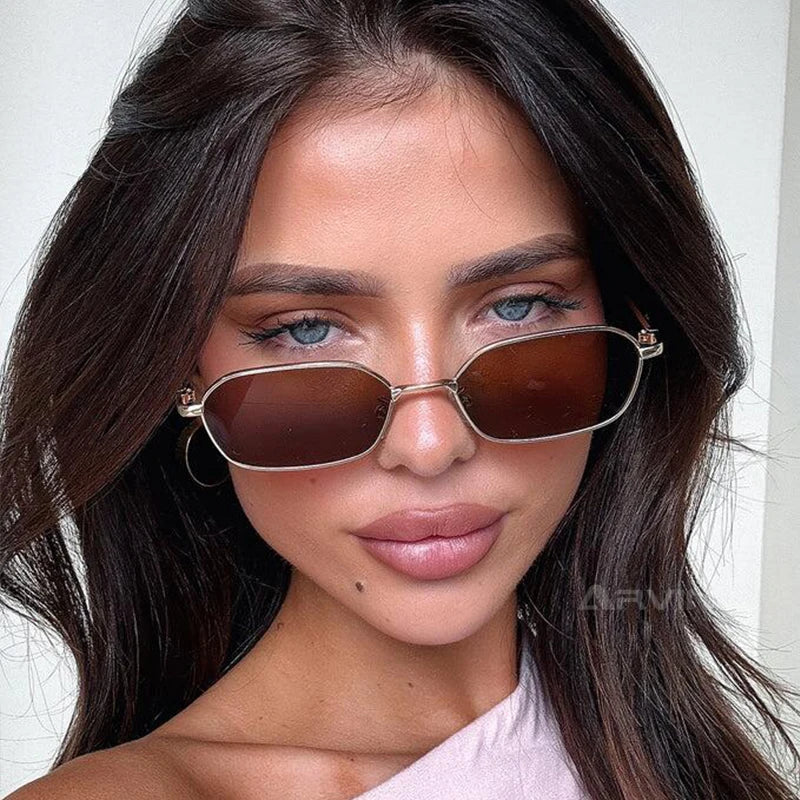 Gafas Sol Cuadradas Pequeñas Montura Metálica Steampunk Vintage | A La Moda UV400 Compras