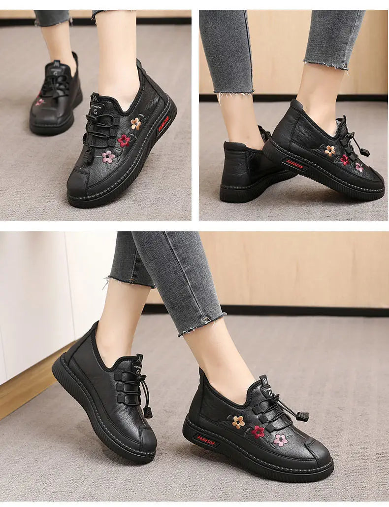 Zapatillas De Invierno Para Mamá | Mocasines Tipo Oxford Felpa Calidad