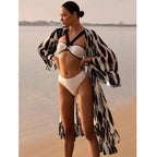Conjunto de Bikini de Gasa de 3 Piezas - Traje de Baño Divisado para Playa