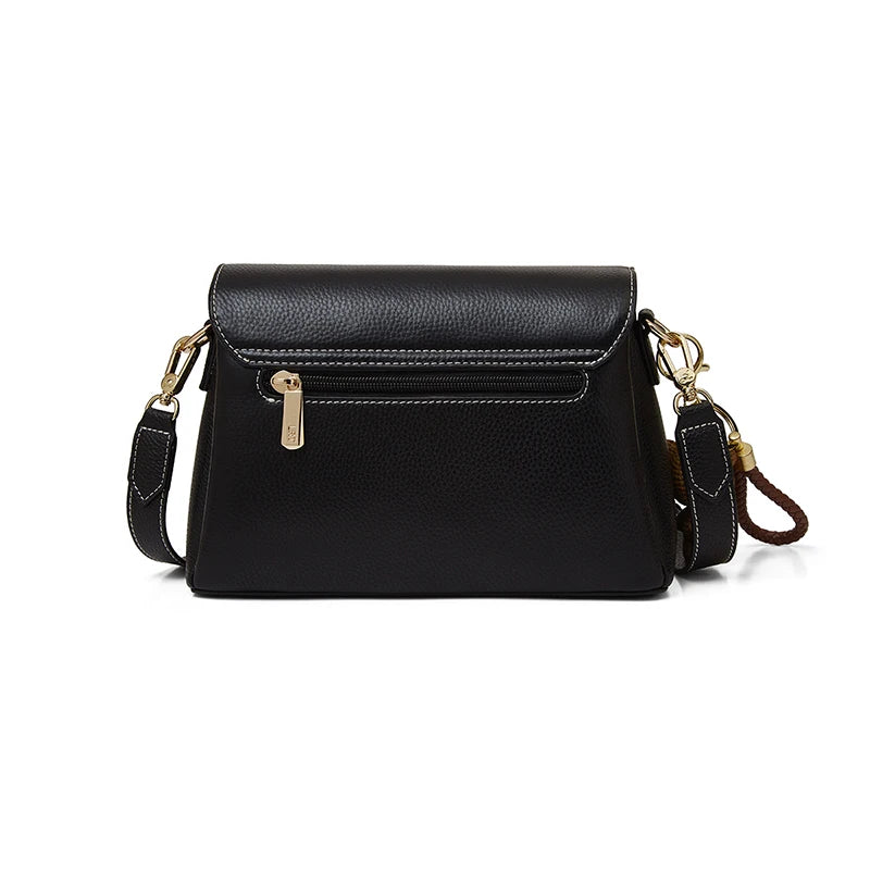 Marca LAORENTOU, bolso cruzado de cuero genuino para mujer, bolso femenino con correa ajustable para el hombro para Otoño e Invierno 2025