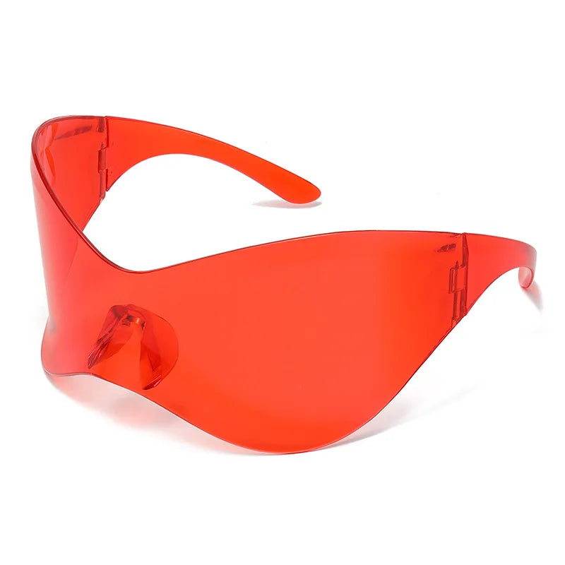 Gafas Sol Gran Tamaño Sin Montura Futuristas | PUNK Y2K Plateadas UV400 Espejo