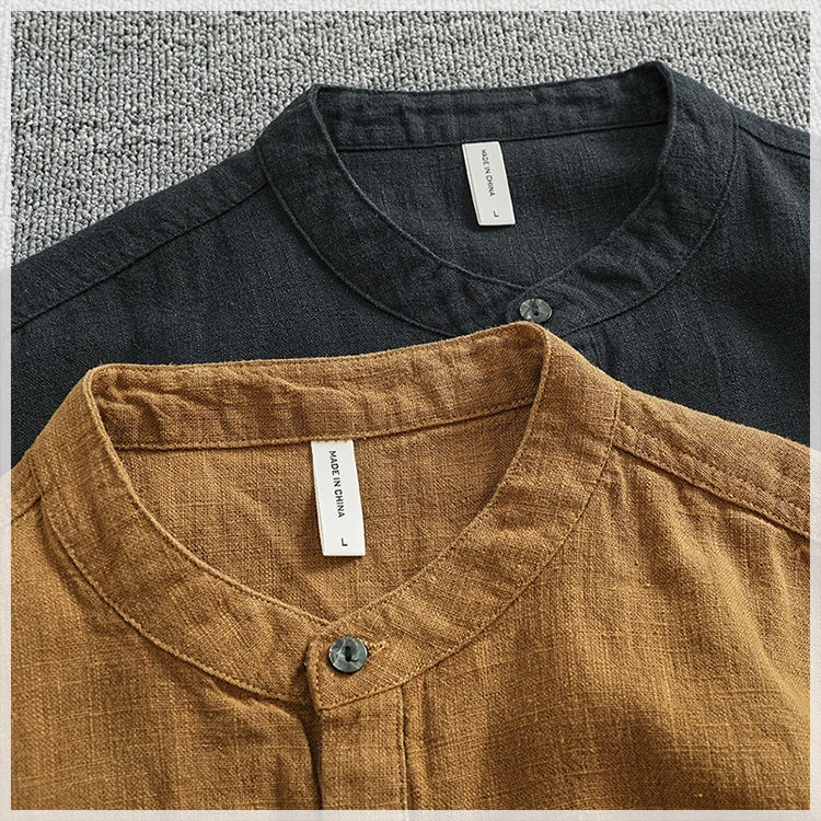 Camisa Lino Algodón Hombre | Estilo Retro | Manga Corta | Cuello Abierto | Ticotrendy Costa Rica