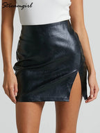 Falda Corta de Cuero | Cremallera y Talle Alto | Sexy Casual