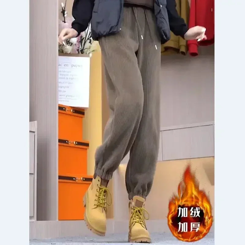 Pantalón Pana Gruesa Acolchada | Harlan Holgado | Tobillo Agrupado | Invierno Mujer | Ticotrendy