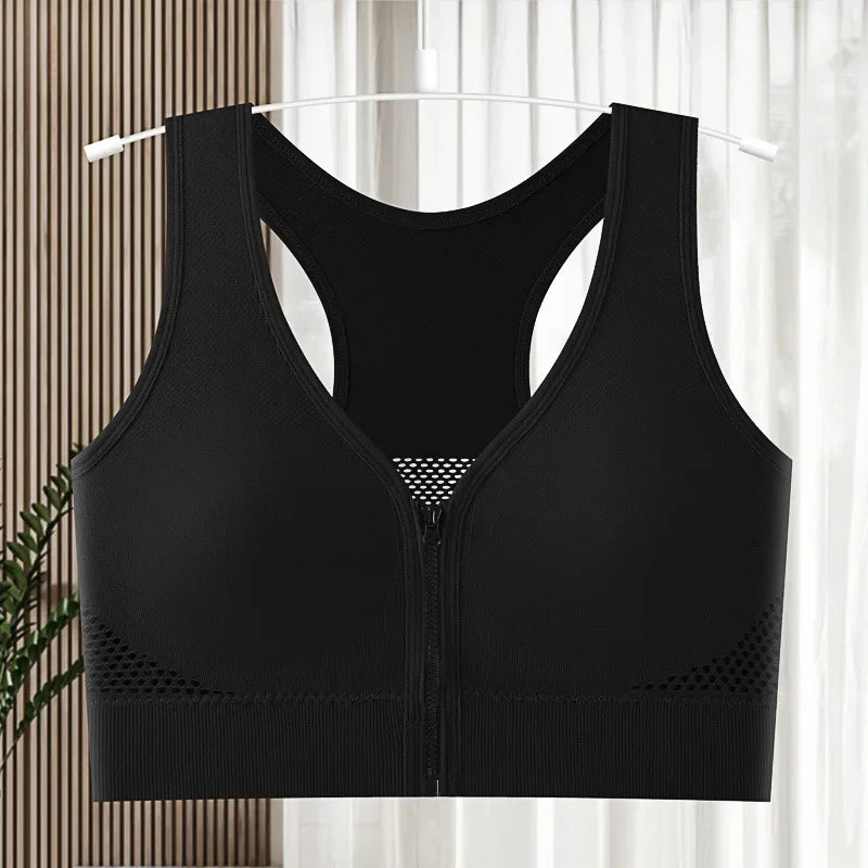 Top Deportivo Cremallera Frontal | Cuello V | Acolchado Sin Costuras | Ticotrendy