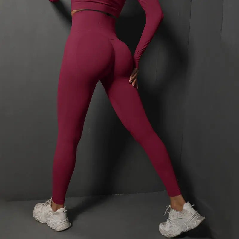 Pantalones Yoga Sin Costuras para Mujer | Secado Rápido y Cintura Alta | Fruncido en el Trasero | Tico Trendy