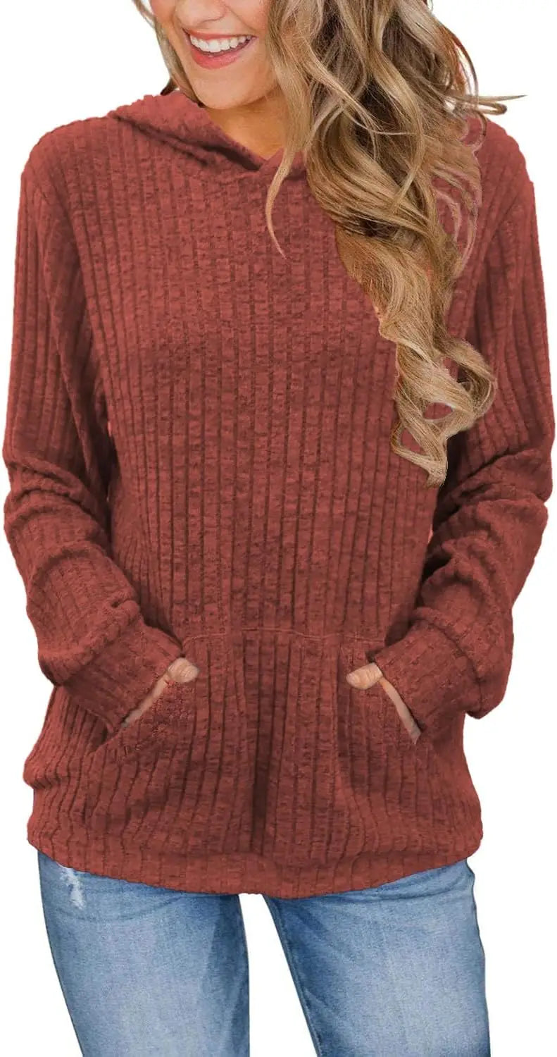 Sudadera Casual Capucha Plus Size | Manga Larga Acanalada Color Sólido con Bolsillos | Tallas 1XL-5XL | Tico Trendy