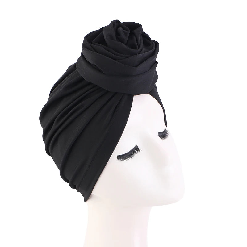 Turbante de flores grandes para Mujer, gorro Hijab musulmán, Bandana para quimio, sombrero africano, tocado para fiesta de boda, Turbante