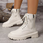 Botines de Plataforma con Cordones | Forro de Felpa | Mujer