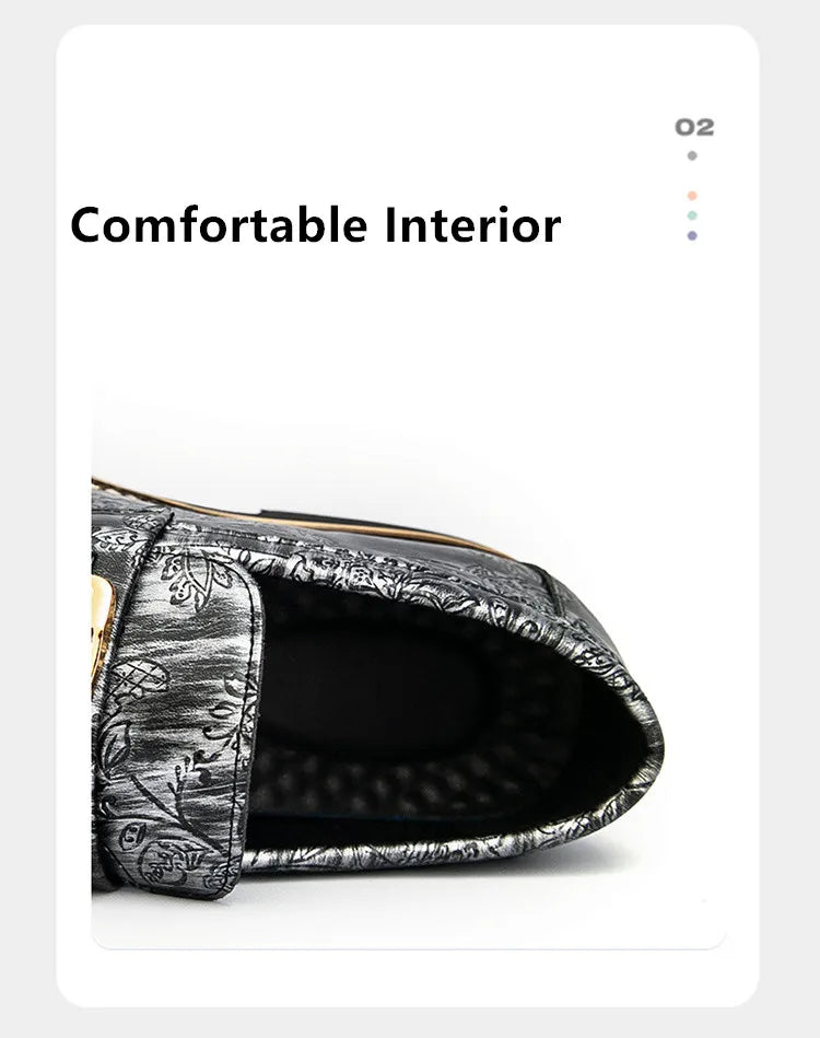 Zapatos Vestir Hombre Estampado Dorado | Negocios Punta Estrecha Antideslizante Formal