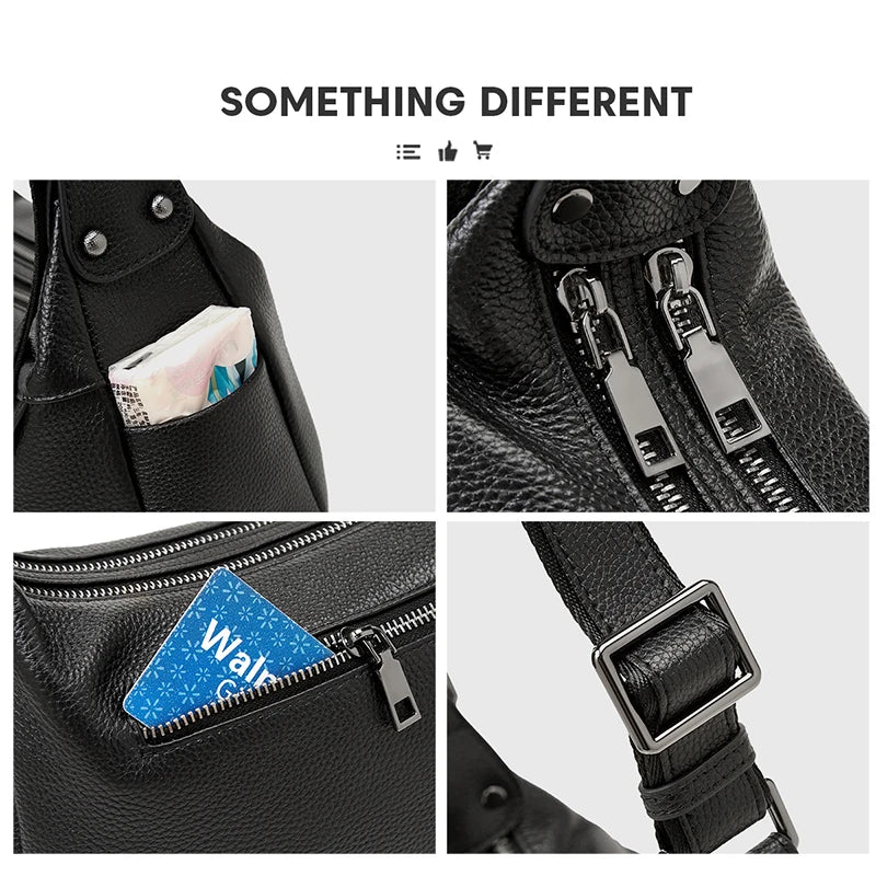 LAORENTOU, bandolera de piel auténtica para mujer, bolso cruzado de gran capacidad para Otoño e Invierno 2025, bolso Hobo para trabajo y oficina