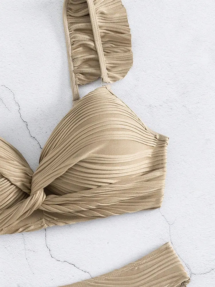 Bikini Push Up con Detalle Recortado y Volantes para Playa
