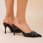 Sandalias Mules de Plataforma con Tacón Fino para Mujer