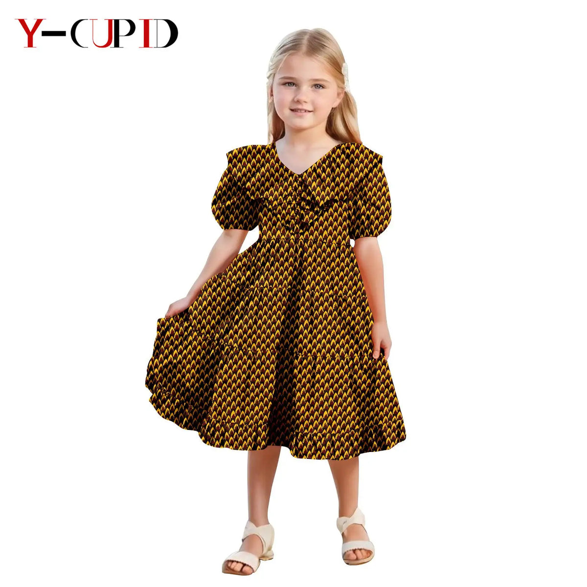 Vestido Ankara Cuello Volantes Dobles Niña | Fiesta | Tallas XS-XXL | Tico Trendy