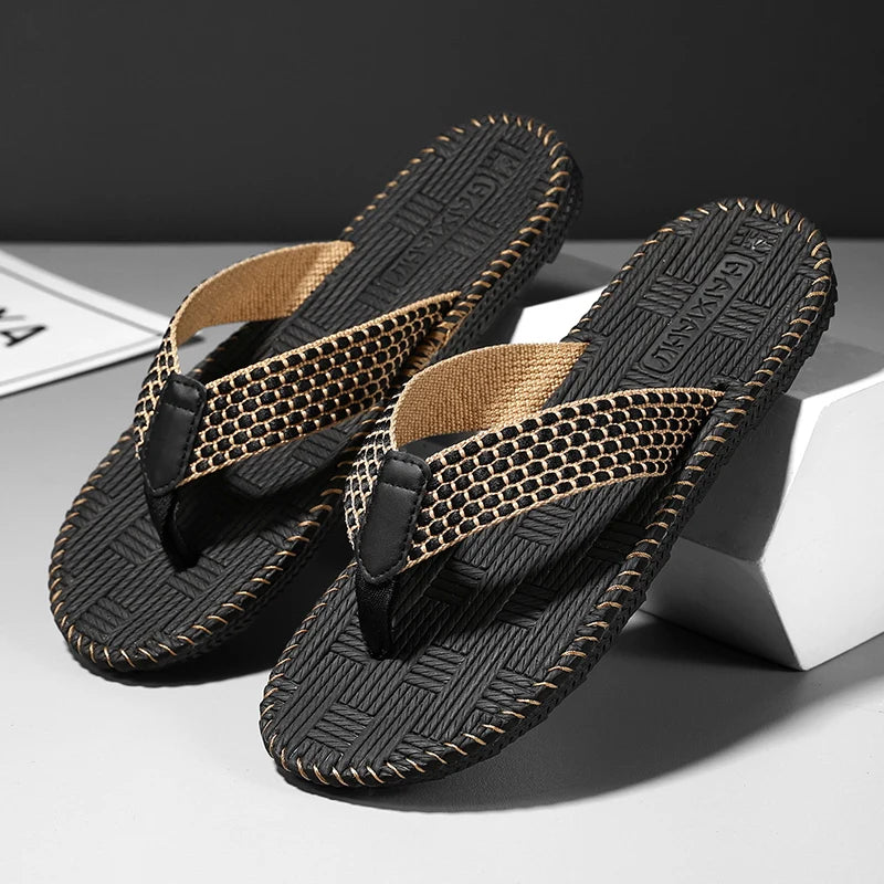 Chanclas Hombre Lino Tejidas Ligeras Interiores Silenciosas | Verano
