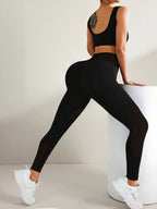 Pantalones Yoga sin Costuras para Mujer | Contraste de Color y Cintura Alta | Secado Rápido para Correr | Tico Trendy