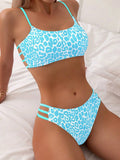 Bikini Dividido con Aros de Textura Sólida para Verano