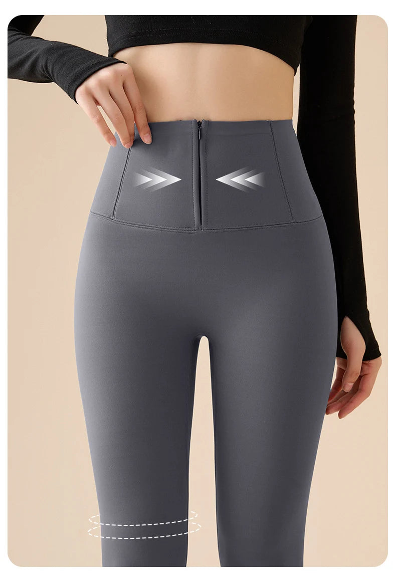 Leggings Piel Tiburón Polar Grueso | Moldeador Cremallera Cálida | Cintura Shaping OI | Ticotrendy