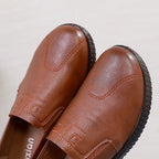 Mocasines Retro Marrones con Cuña | Cuero | Bailarinas Oxford | Talla Grande