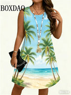 Vestido de Conchas Marinas Bohemio | Sin Mangas para Playa y Fiesta | Midi Holgado Talla Grande | Tico Trendy