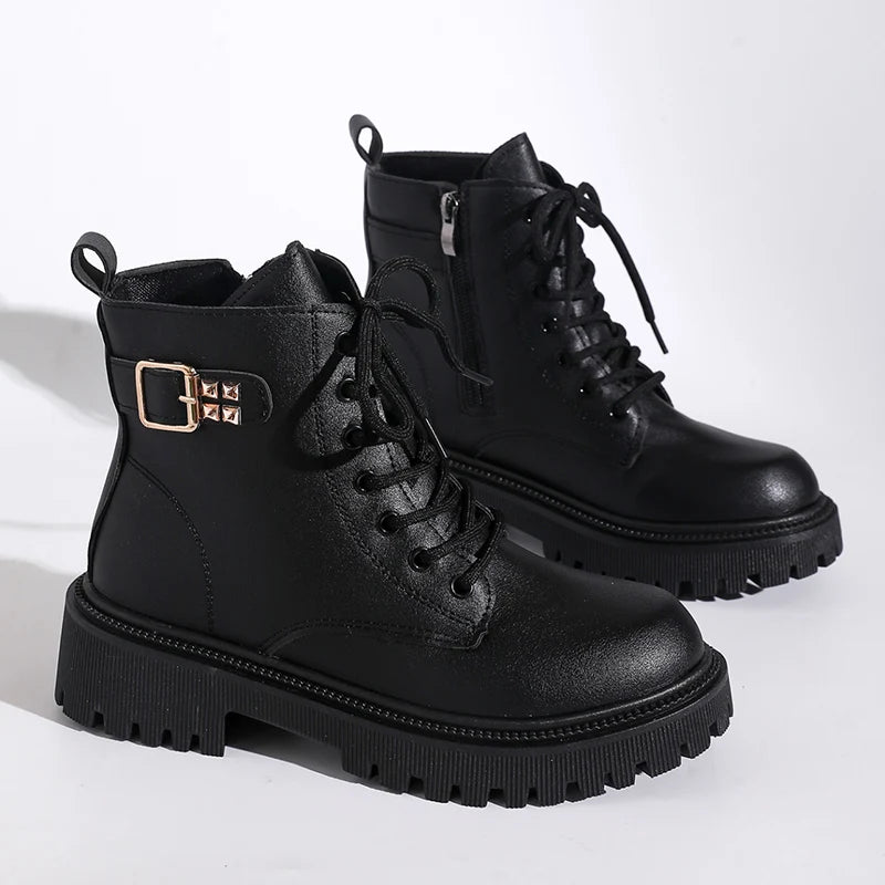 Botines de Suela Gruesa | Estilo Punk | Hebillas Modernas