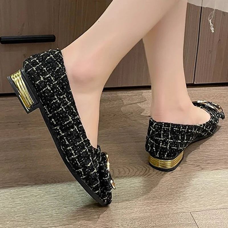 Zapatos Planos de Retales con Hebilla | Estilo Coreano | Punta Estrecha | Primavera y Otoño