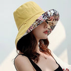 Sombrero con forma de cubo para mujer, sombrero de pescador panameño para las cuatro estaciones, ala grande, doble cara, Color sólido, visera, primavera y verano, 2025