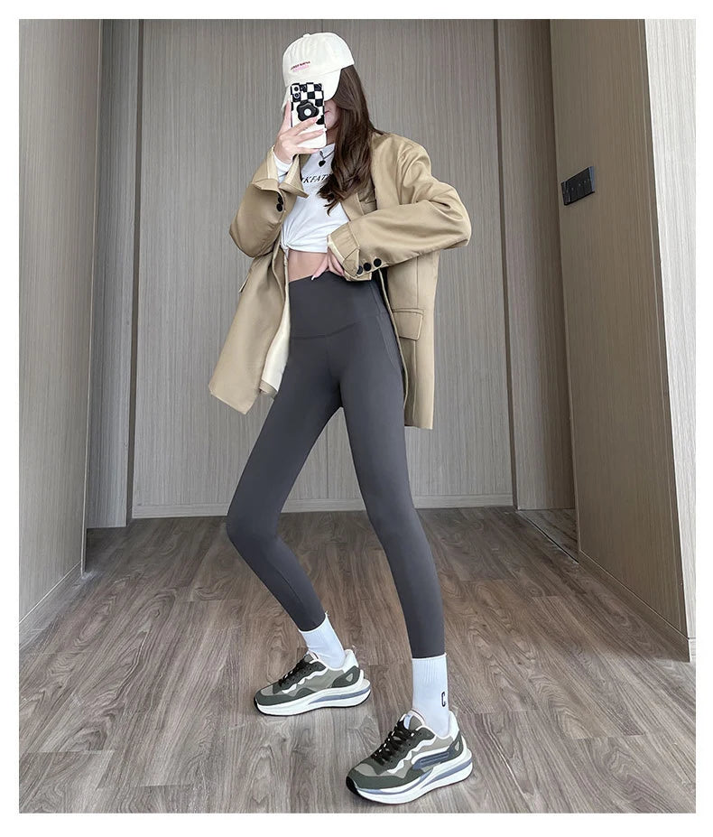 Mallas Piel Tiburón Estampado | Lana Cálida Levantador Glúteos | Sin Costuras Cintura Alta OI | Ticotrendy