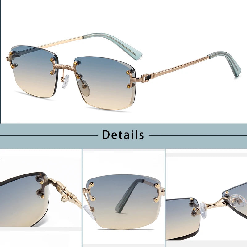 Gafas de Sol CATERSIDE | Cobre y Lentes Degradados Azules | Cuadradas Sin Montura | Lujo Unisex