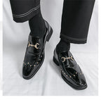 Zapatos Hombre Charol Elegantes Punta Puntiaguda Boda Sin Cordones | Diseño Liso
