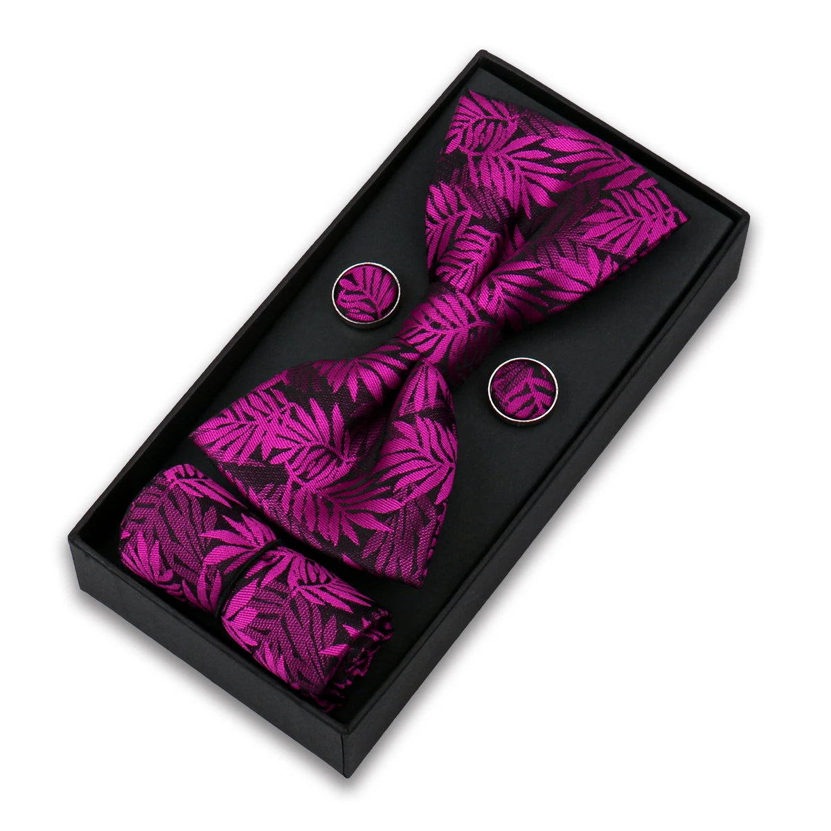 Set De Pajarita Pañuelo Gemelos Regalo Elegante Estilo Para Hombres