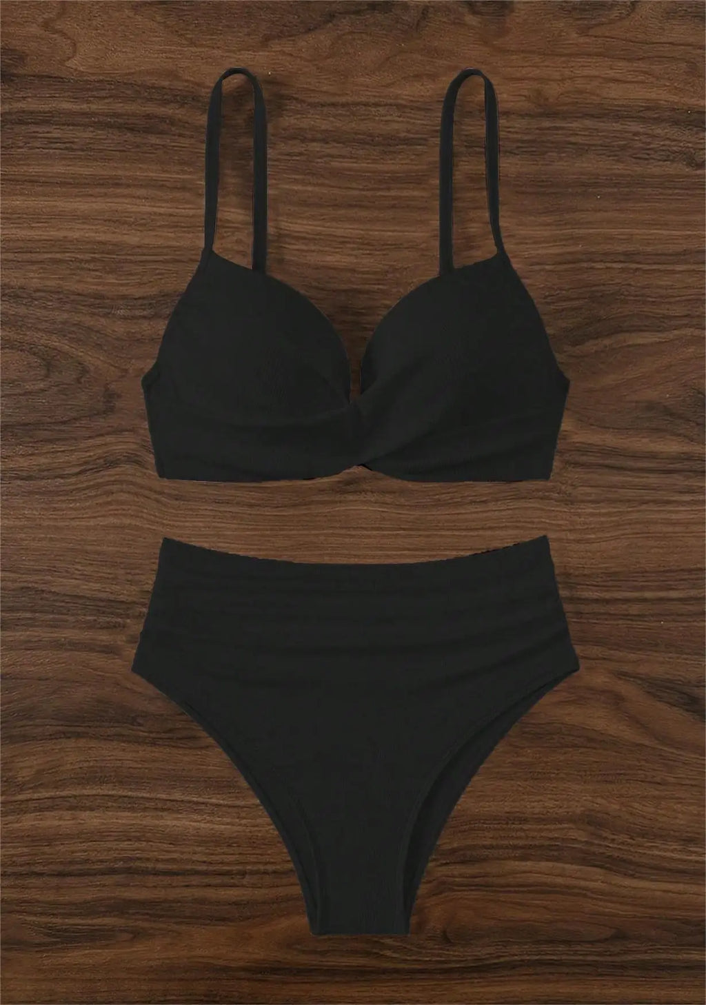 Bikini con Tirantes Finos y Cuello en V - Cintura Alta Torcida