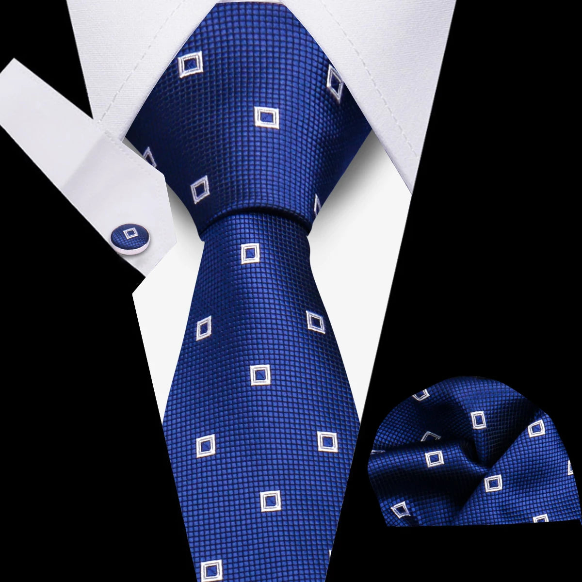 Conjunto Corbata Pañuelo Gemelos Negocios Boda Accesorio De Moda