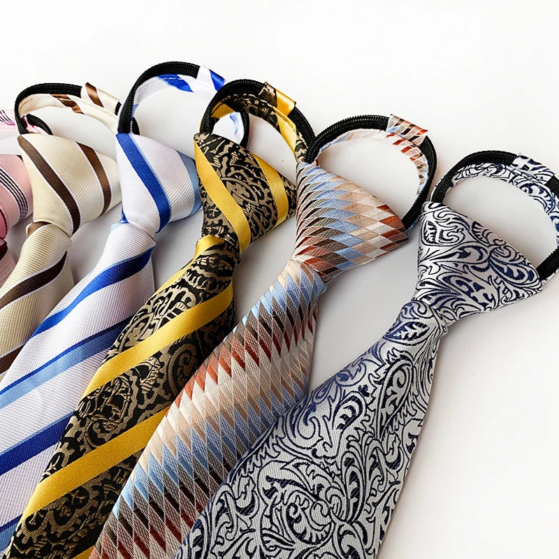 Corbata Preatada Con Cremallera Rayada Elegante y Práctica Para Bodas