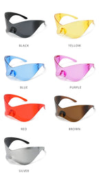 Gafas Sol Gran Tamaño Sin Montura Futuristas | PUNK Y2K Plateadas UV400 Espejo
