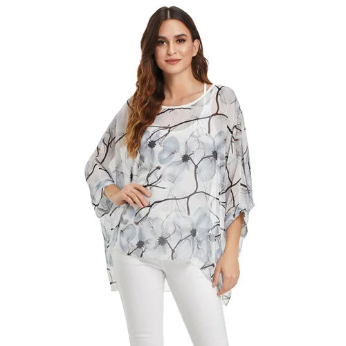 Vestido casual bohemio estilo chiffon disponible en tallas grandes 4XL 5XL 6XL vestido vintage floreado con cuello en O camiseta estilo long top