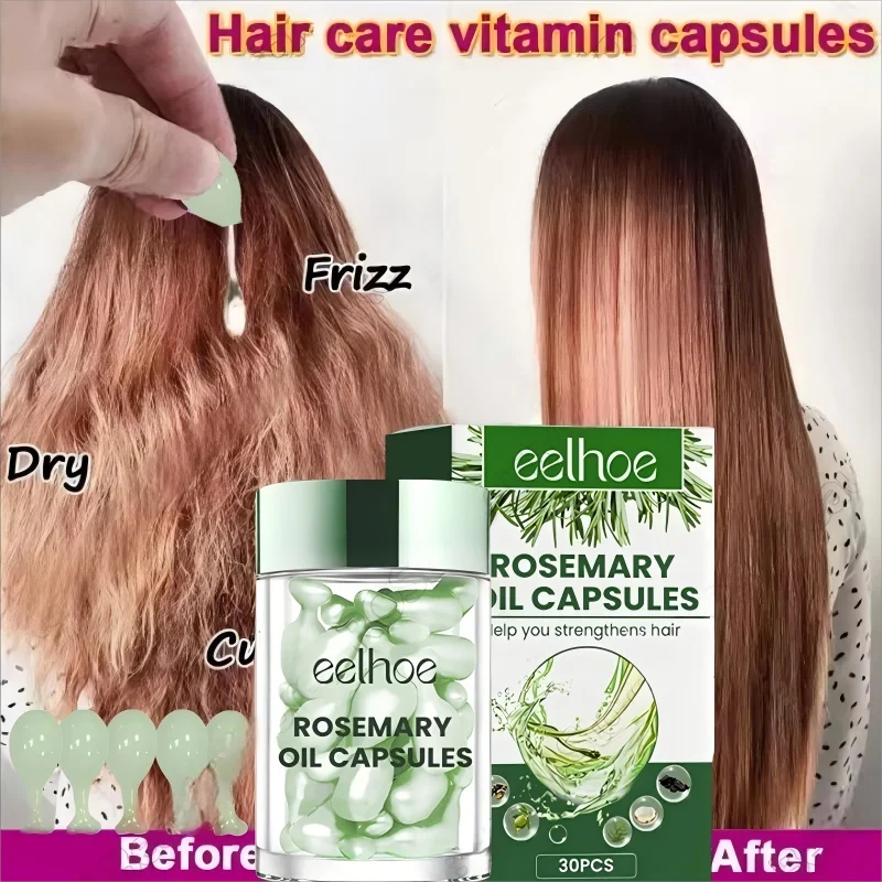 Cápsula de vitamina para el cabello, aceite de queratina, restaura el cuidado del cabello suave, suave y brillante, nutre, repara el cabello dañado, productos de tratamiento para dividir