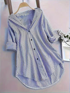 Blusa Elegante a Rayas Plus Size | Manga Larga Cuello Alto | Tallas 1XL-5XL | Tico Trendy