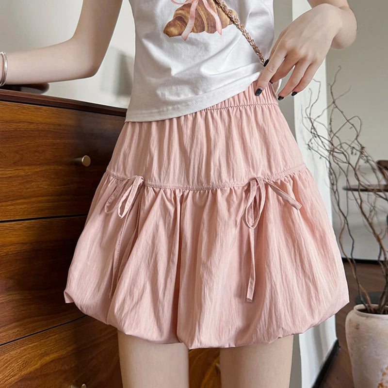 Mini Falda Plisada con Lazo Estilo Coreano Dulce y Elegante