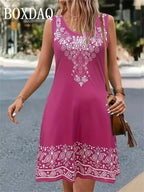 Vestido Étnico de Verano para Mujer | Sin Mangas y Holgado | Estampado 3D y Talla Grande | Tico Trendy