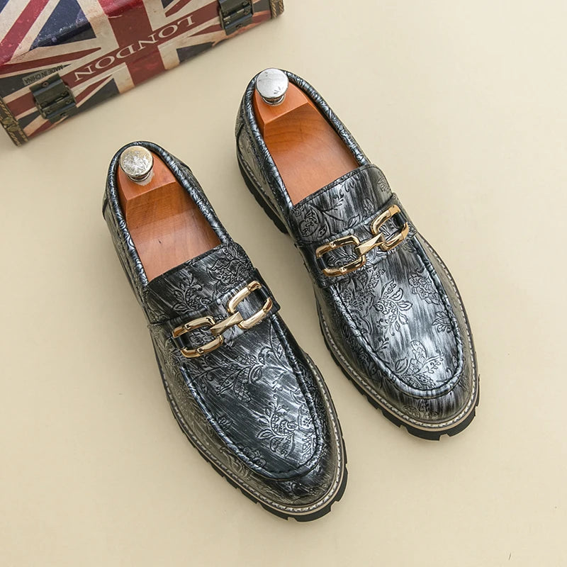 Zapatos Vestir Hombre Estampado Dorado | Negocios Punta Estrecha Antideslizante Formal