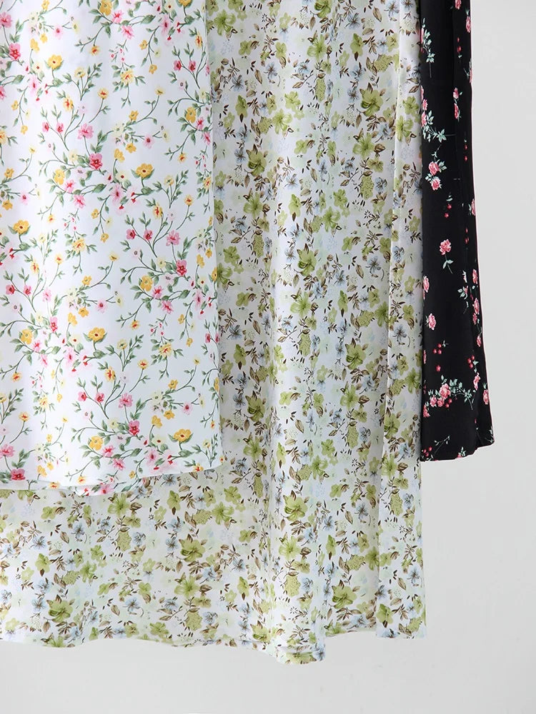 Falda Larga De Gasa Floral Con Abertura Y Vuelo De Verano