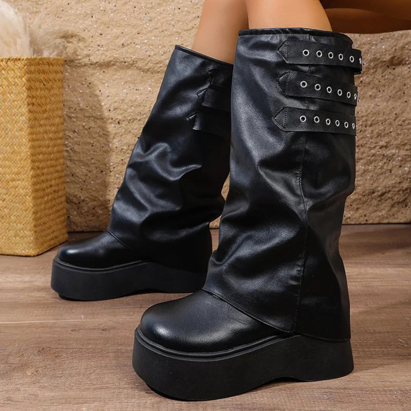 Botas de Tacón Grueso con Plataforma | Estilo Punk | Mujer