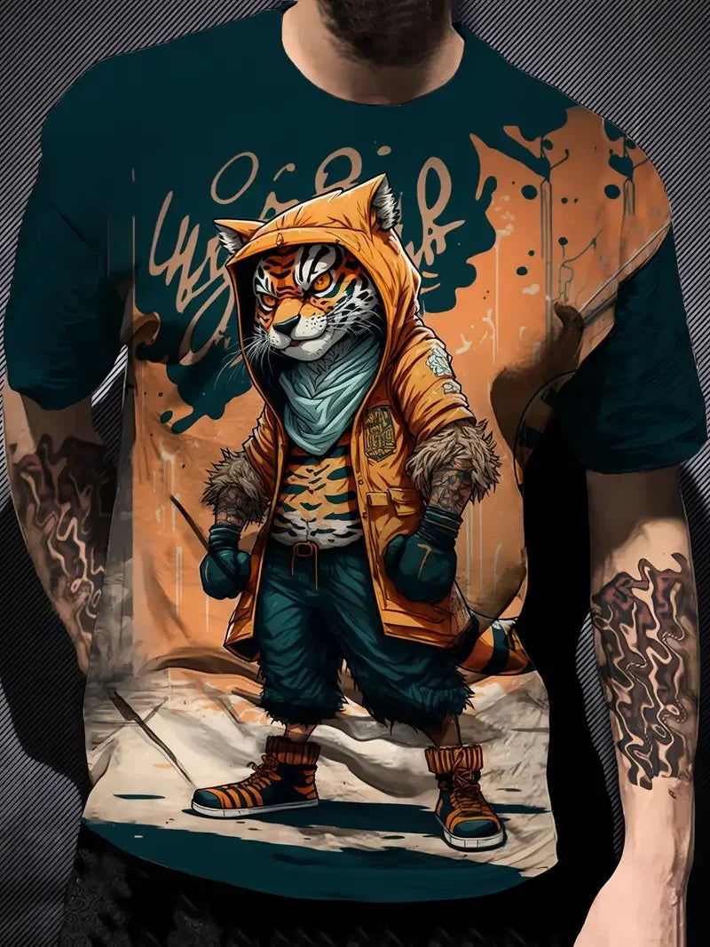 Camiseta Divertida Hombre Estampado Pato | Dibujos Animados Manga Corta Secado Rápido