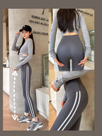 Leggings Piel Tiburón Raya Lateral | Cintura Alta Ajustado Casual | Mallas Deportivas PV | Ticotrendy